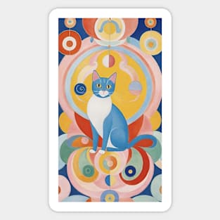 Hilma af Klint's Colorful Cat Dreamscape Sticker